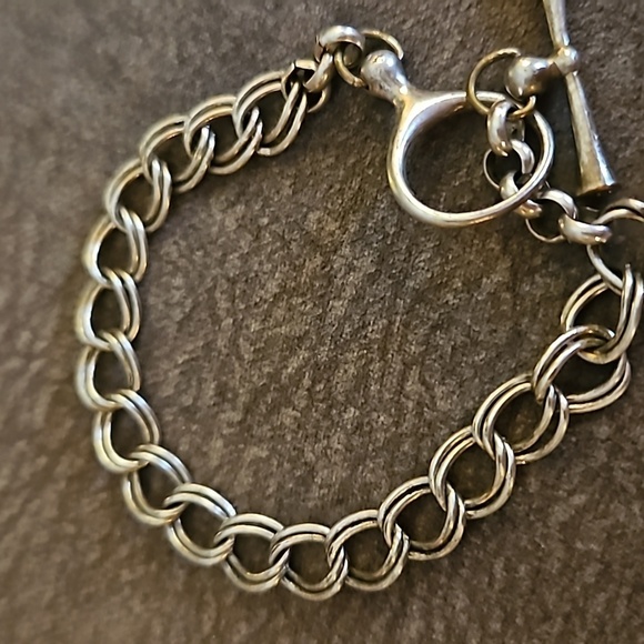 VTG FOSSIL Heart Lock Charm Chain Toggle Tennis Bracelet - Picture 3 of 3